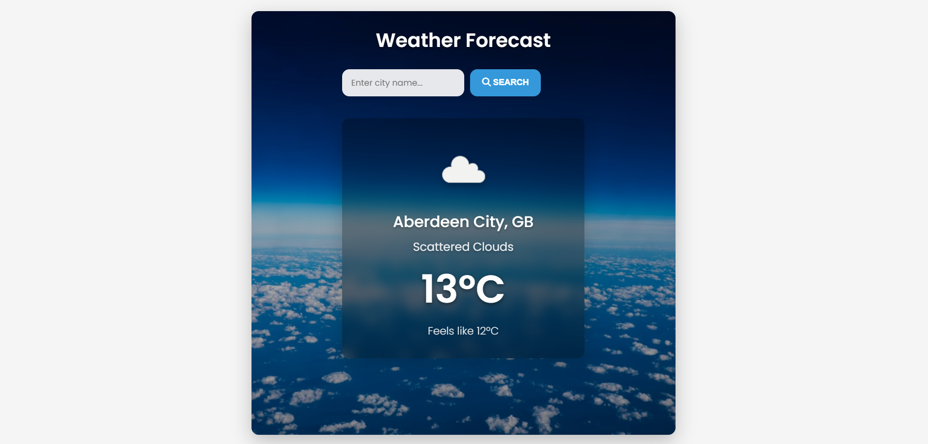 Weather application screenshot